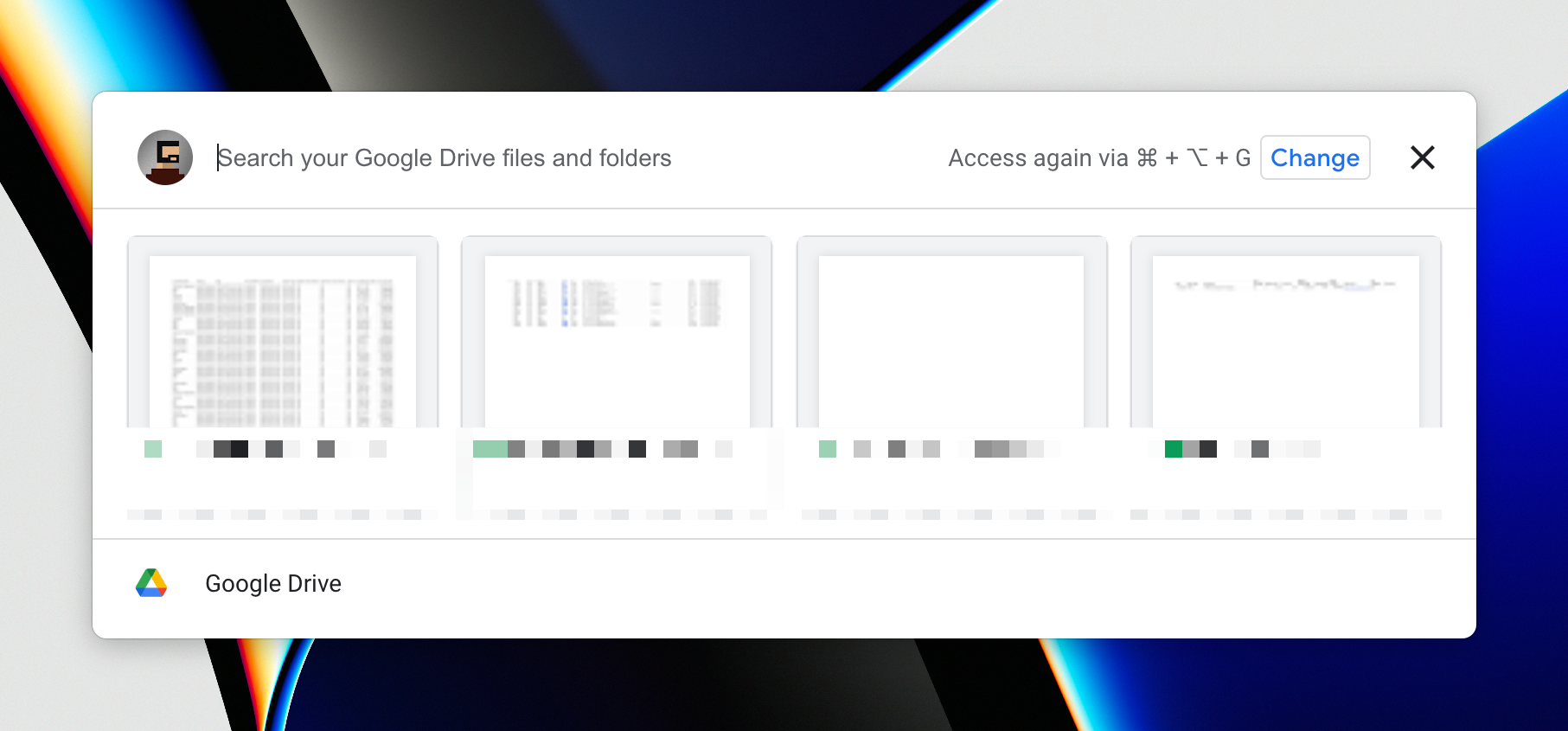 Google Drive quicksearch search box