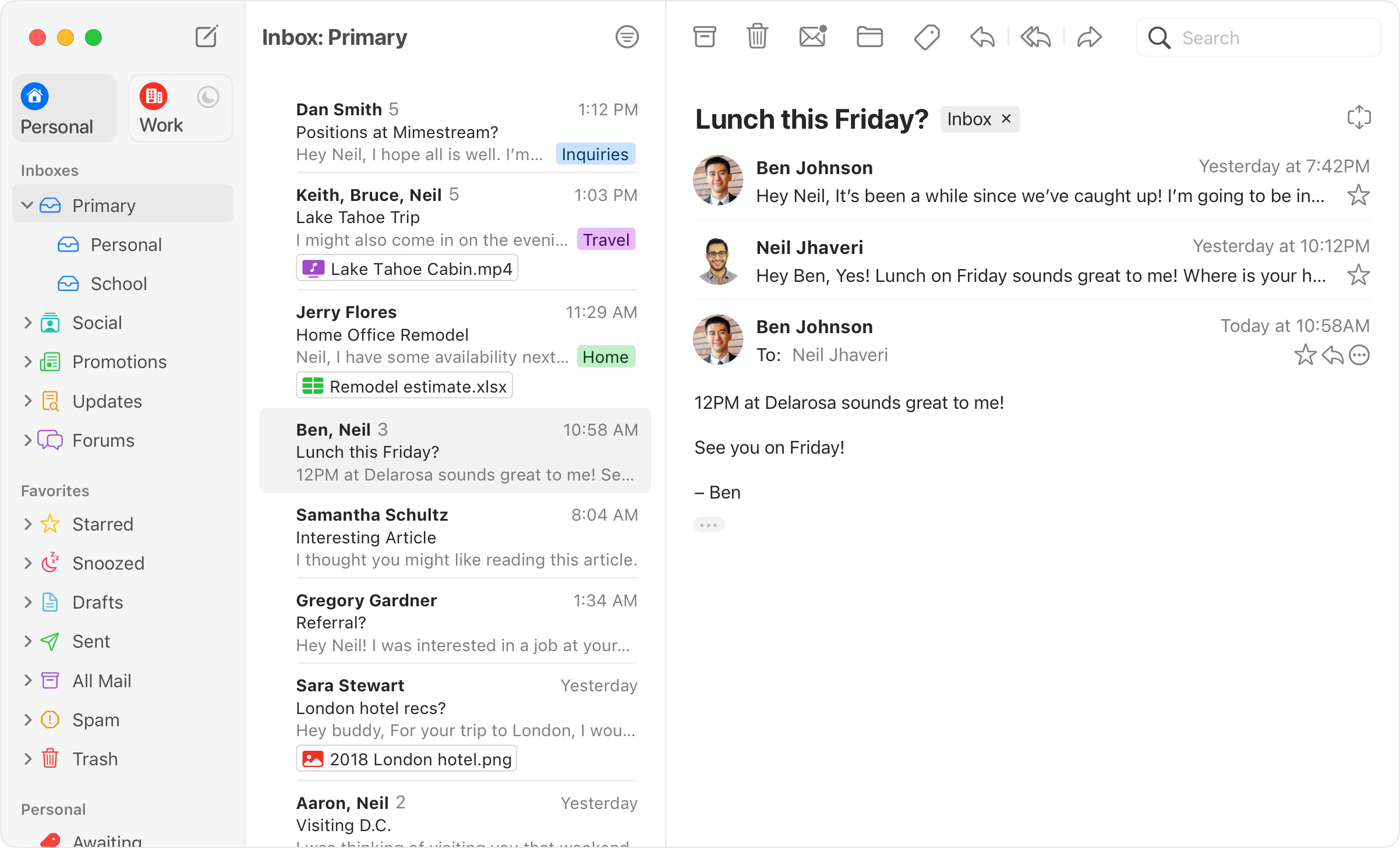 Mimestream Email client example
